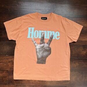 Homme Femme Shirt Twisted Fingers Tee Adult XXL RARE Electric ORANGE Dbl. Sided